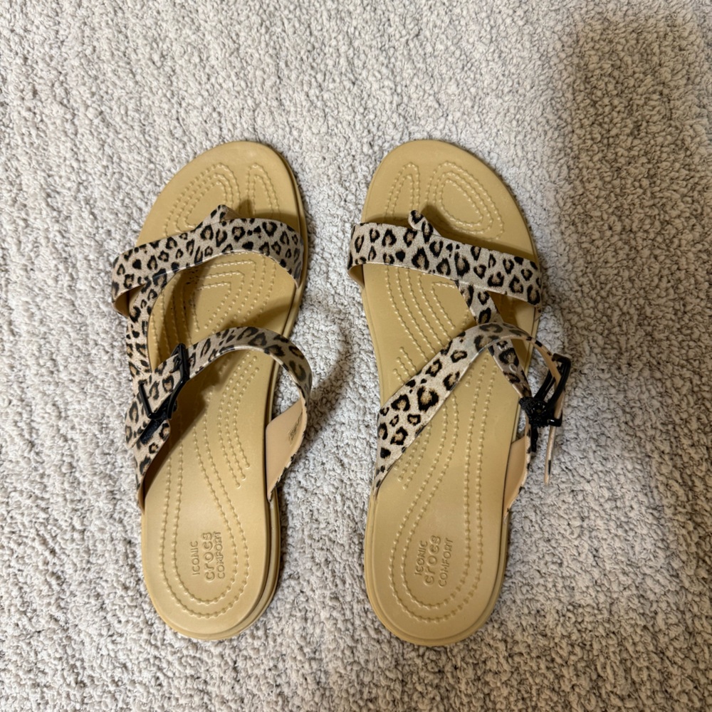 Leopard Print Crocs Sandals